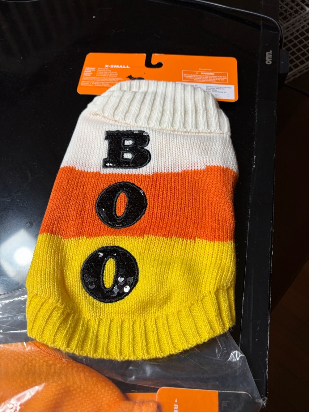 Halloween pet cat dog fall sweater candy corn brand new XS Boo